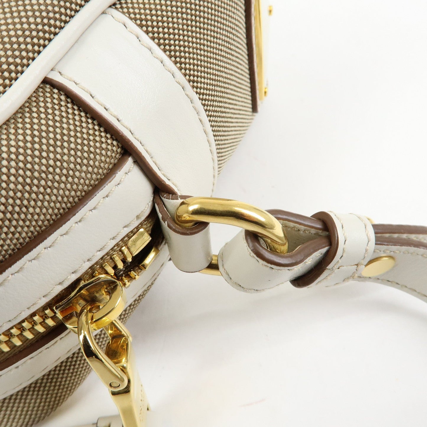 Prada Logo Jacquard Leather Shoulder Bag Beige White 1BH089【Pre-order】