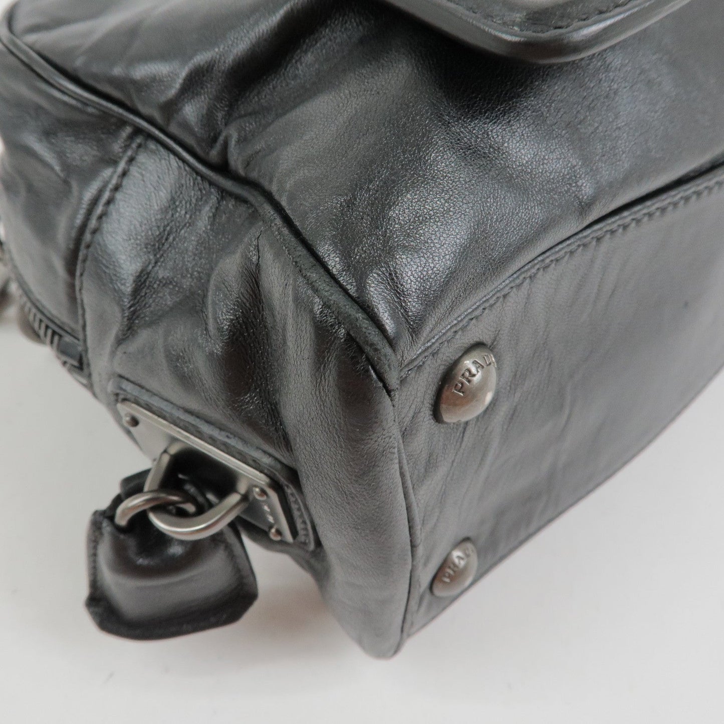 Prada Leather Boston Bag Hand Bag Black BL0758【Pre-order】