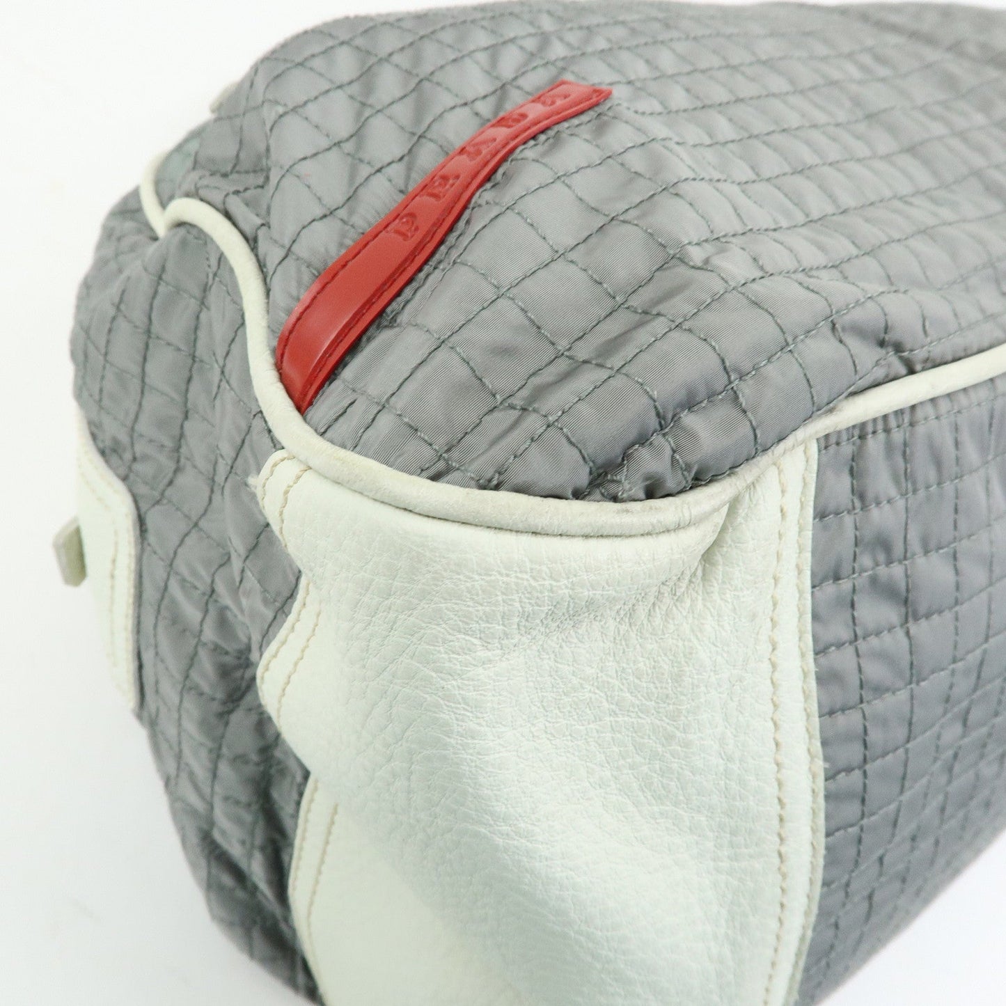 Prada Sports Nylon Leather Boston Bag Hand Bag Gray Irvory【Pre-order】