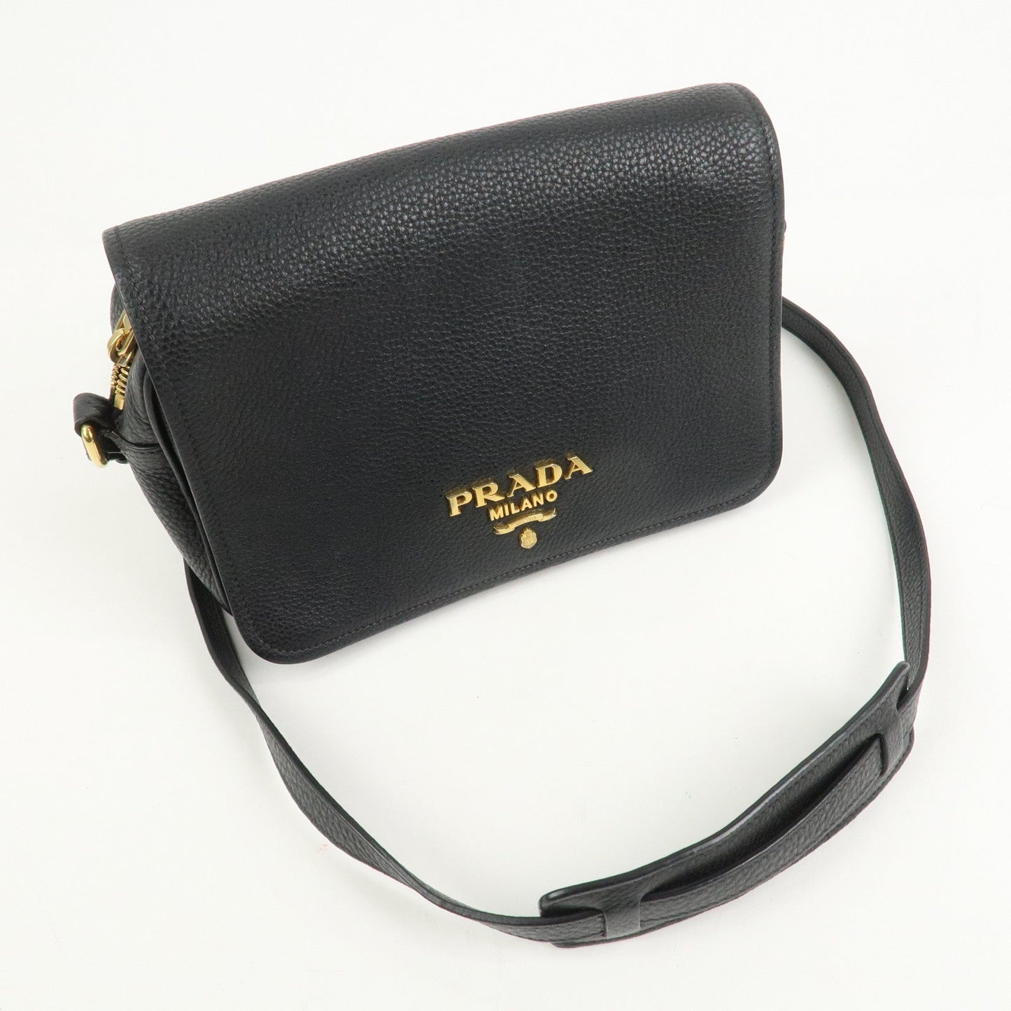 Pradq Logo Leather Shoulder Bag Black 1BD163【Pre-order】