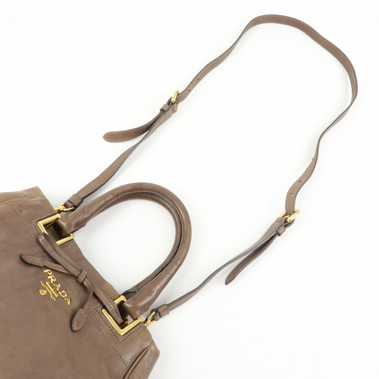 Prada Calf Leather 2Way Bag Shoulder Bag Ribbon Brown BN2245【Pre-order】