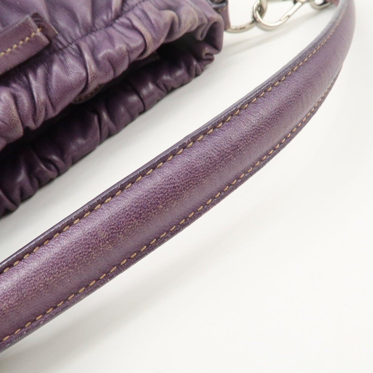 Prada Ribbon Leather Shoulder Bag Hand Bag Purple Used【Pre-order】