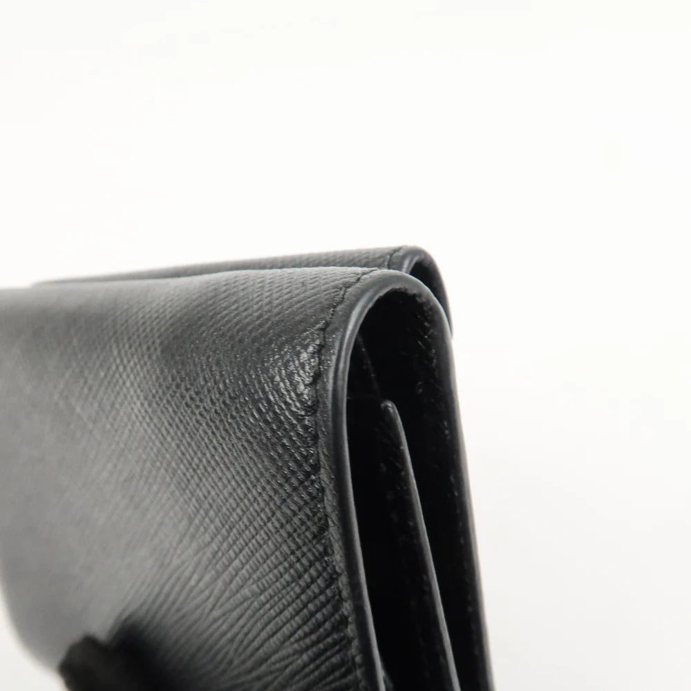 Prada Logo Saffiano Metal Tri-fold Small Wallet Black【Pre-order】