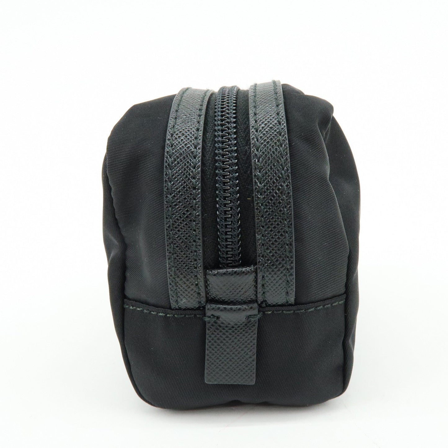 Prada Triangle Logo Nylon Saffiano Leather Pouch Black【Pre-order】