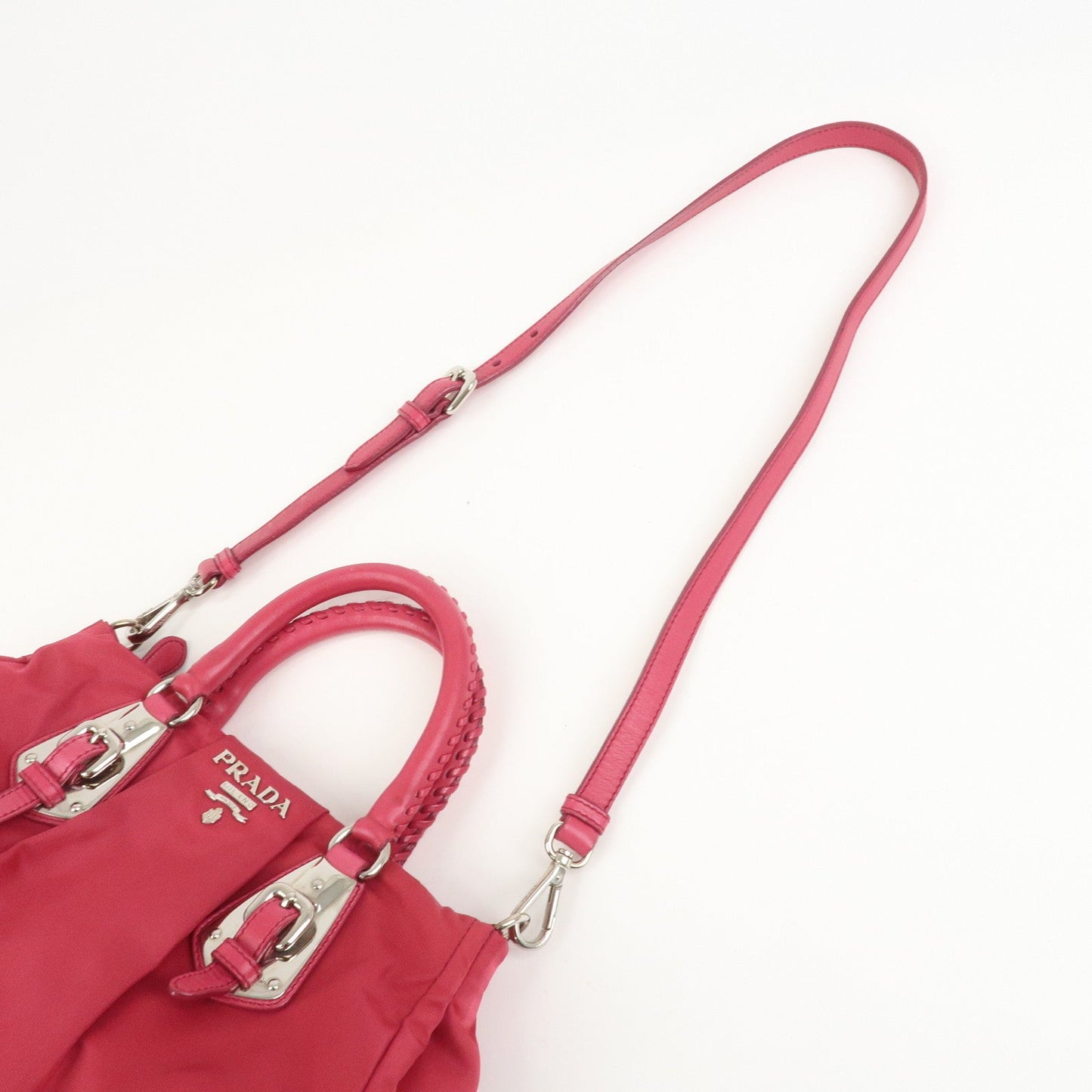 Prada Logo Nylon Leather 2Way Bag Hand Bag Shoulder Bag Pink【Pre-order】