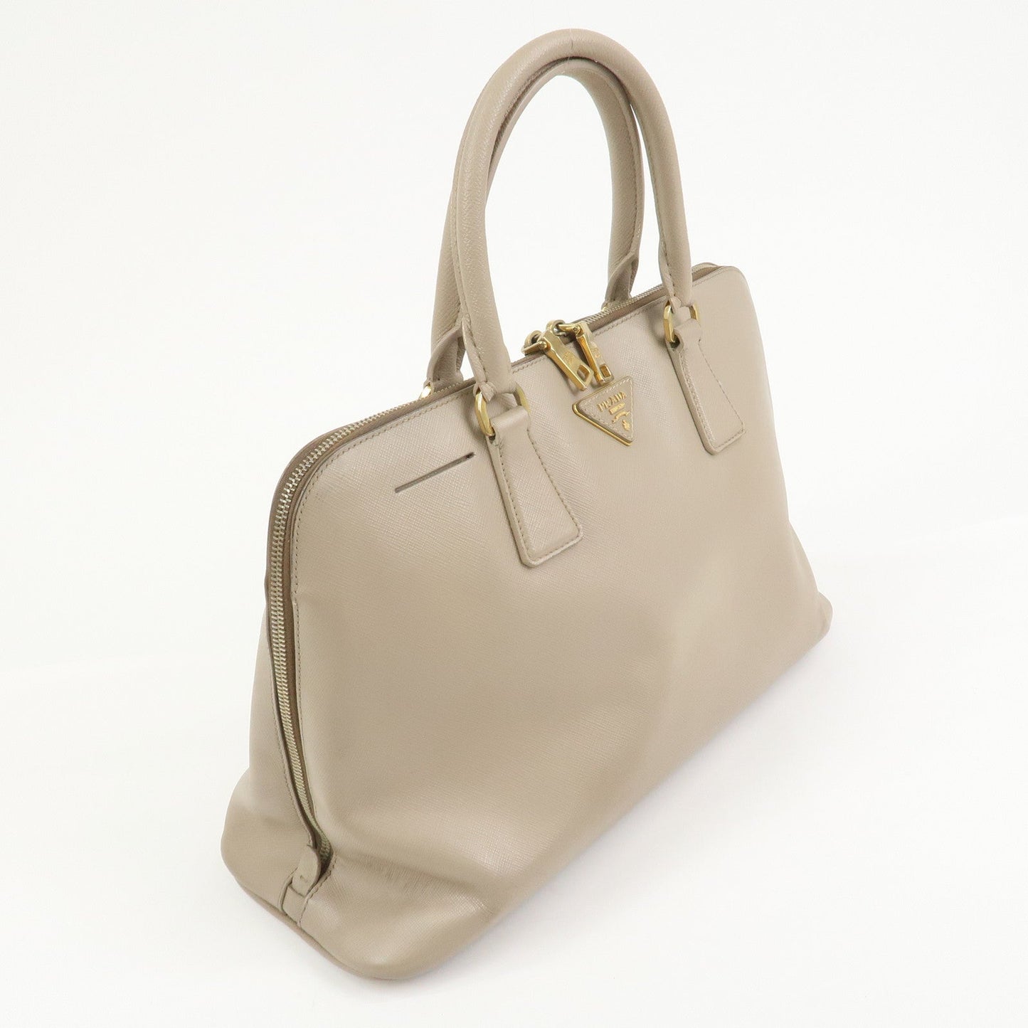 Prada Triangle Logo Saffiano Leather Hand Bag Greige BL0812【Pre-order】