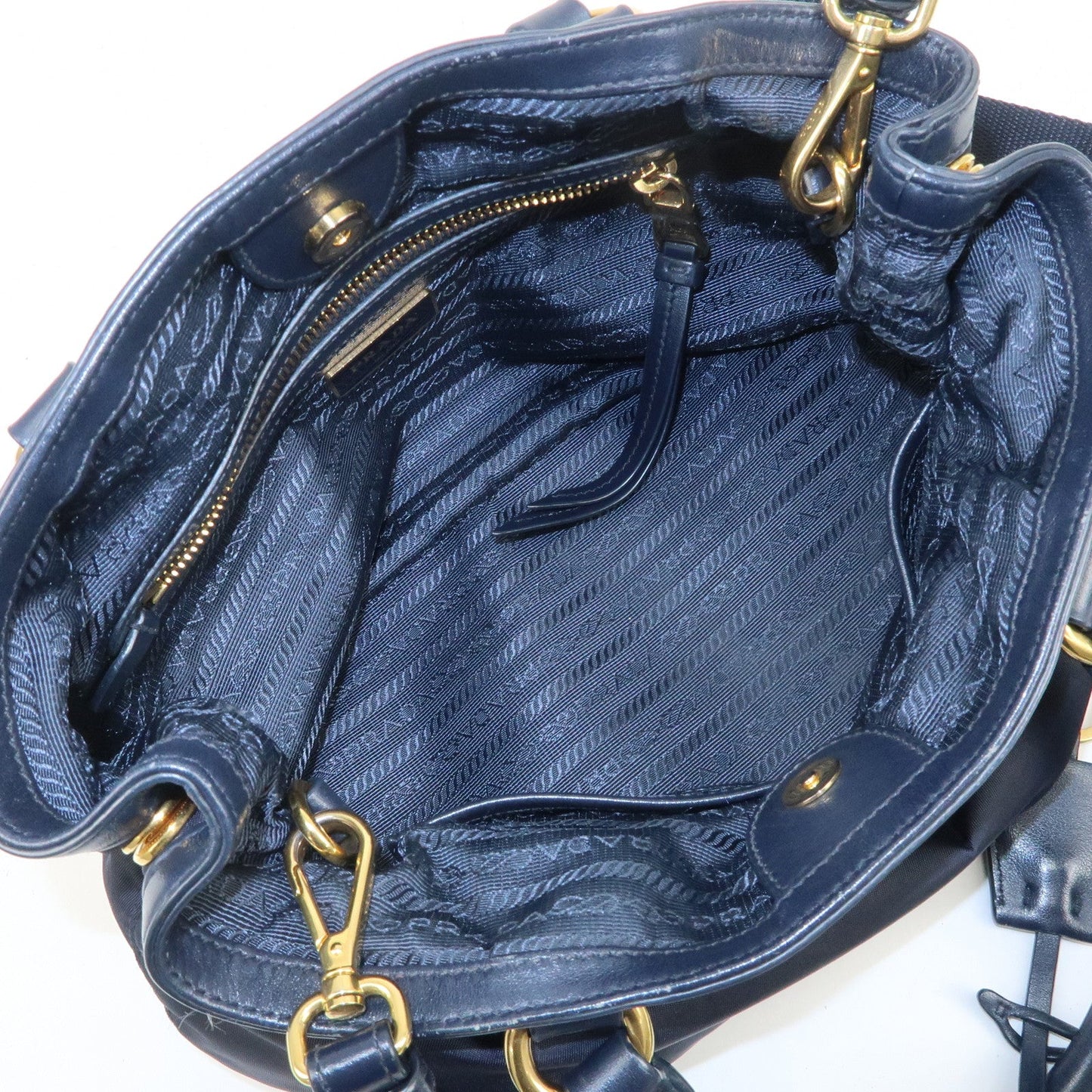 Prada Logo Nylon 2Way Bag Hand Bag Shoulder Bag Navy 1BA172【Pre-order】