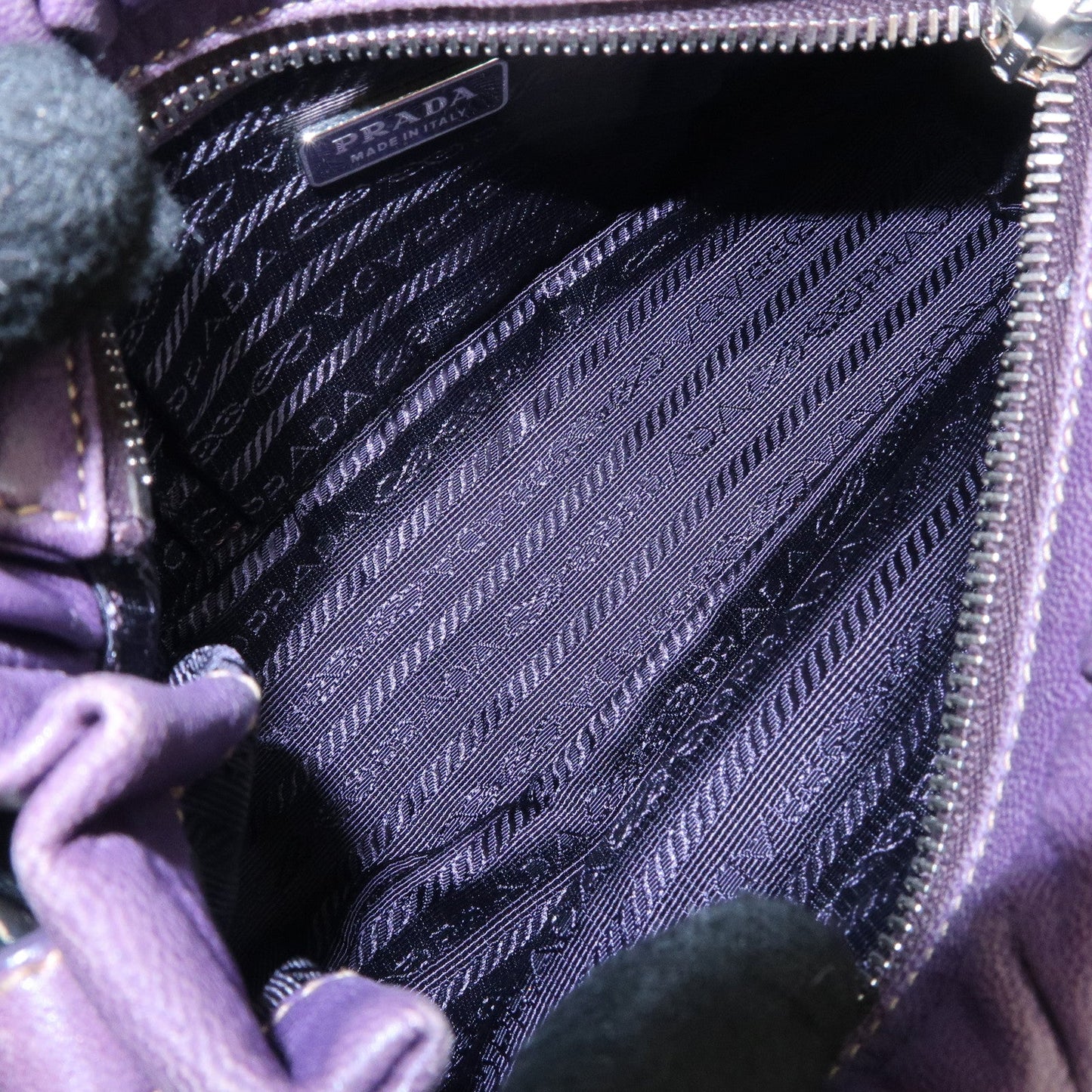 Prada Ribbon Leather Shoulder Bag Hand Bag Purple Used【Pre-order】