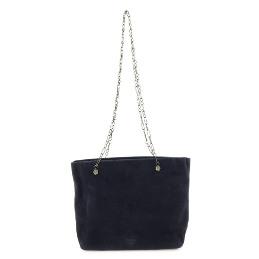 Prada Logo Suede Chain Shoulder Bag Tote Bag Dark Navy【Pre-order】