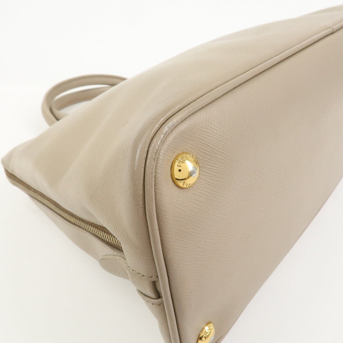 Prada Triangle Logo Saffiano Leather Hand Bag Greige BL0812【Pre-order】