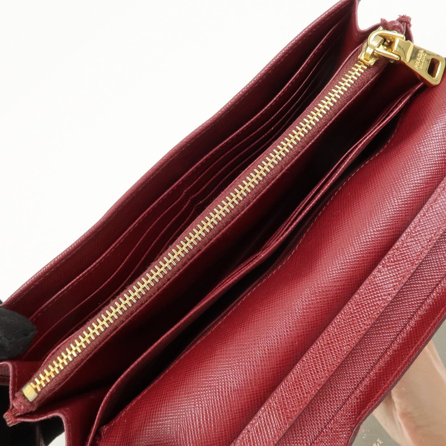 Prada Saffiano Leather Shoulder Wallet Red Gold BT1019【Pre-order】