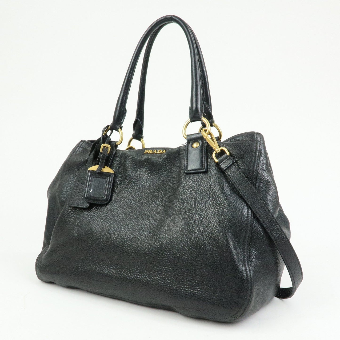 Prada Logo Leather 2Way Bag Hand Bag Shoulder Bag Black BR4083【Pre-order】