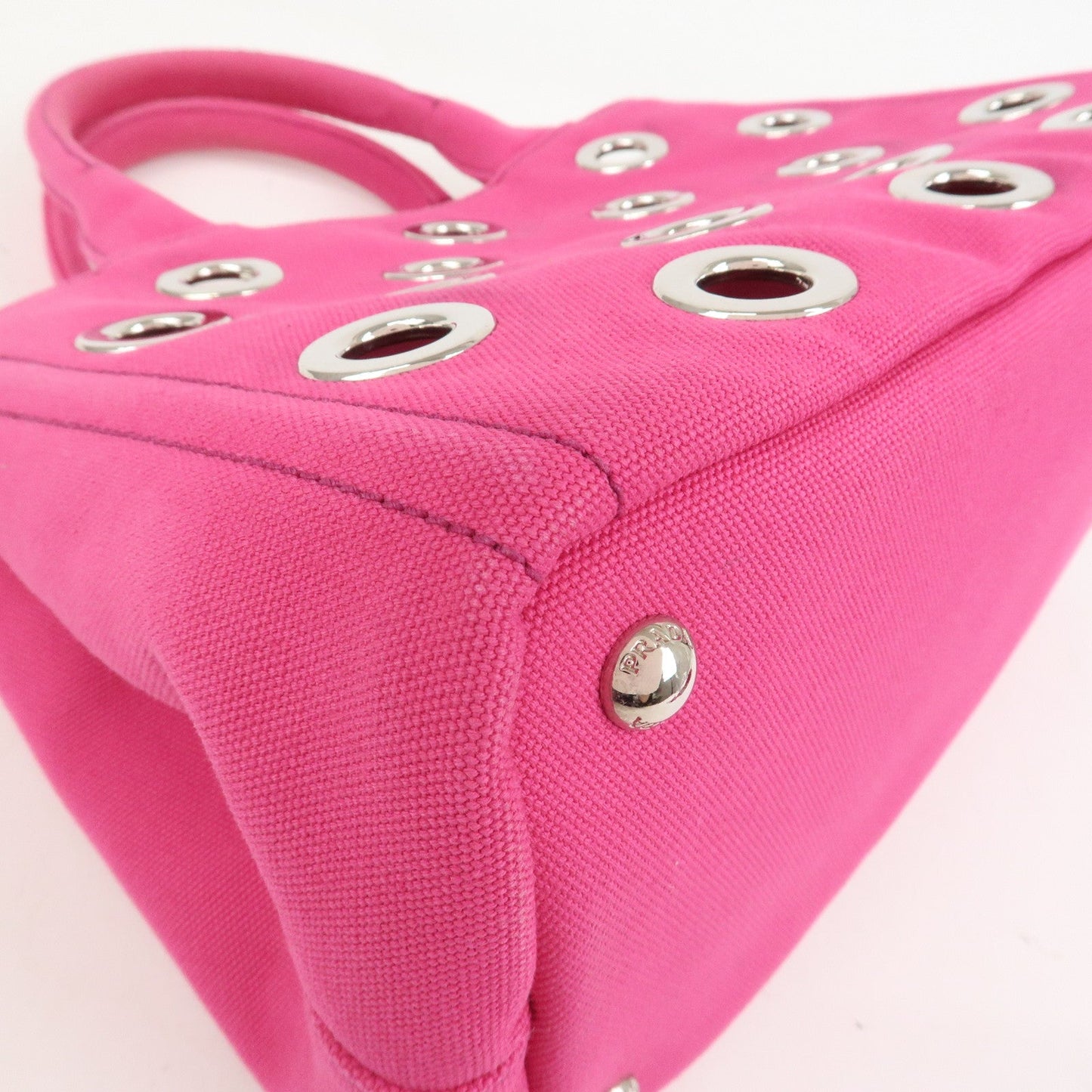 Prada Grommet Canapa Mini Canvas 2Way Bag Hand Bag Pink 1BG439【Pre-order】