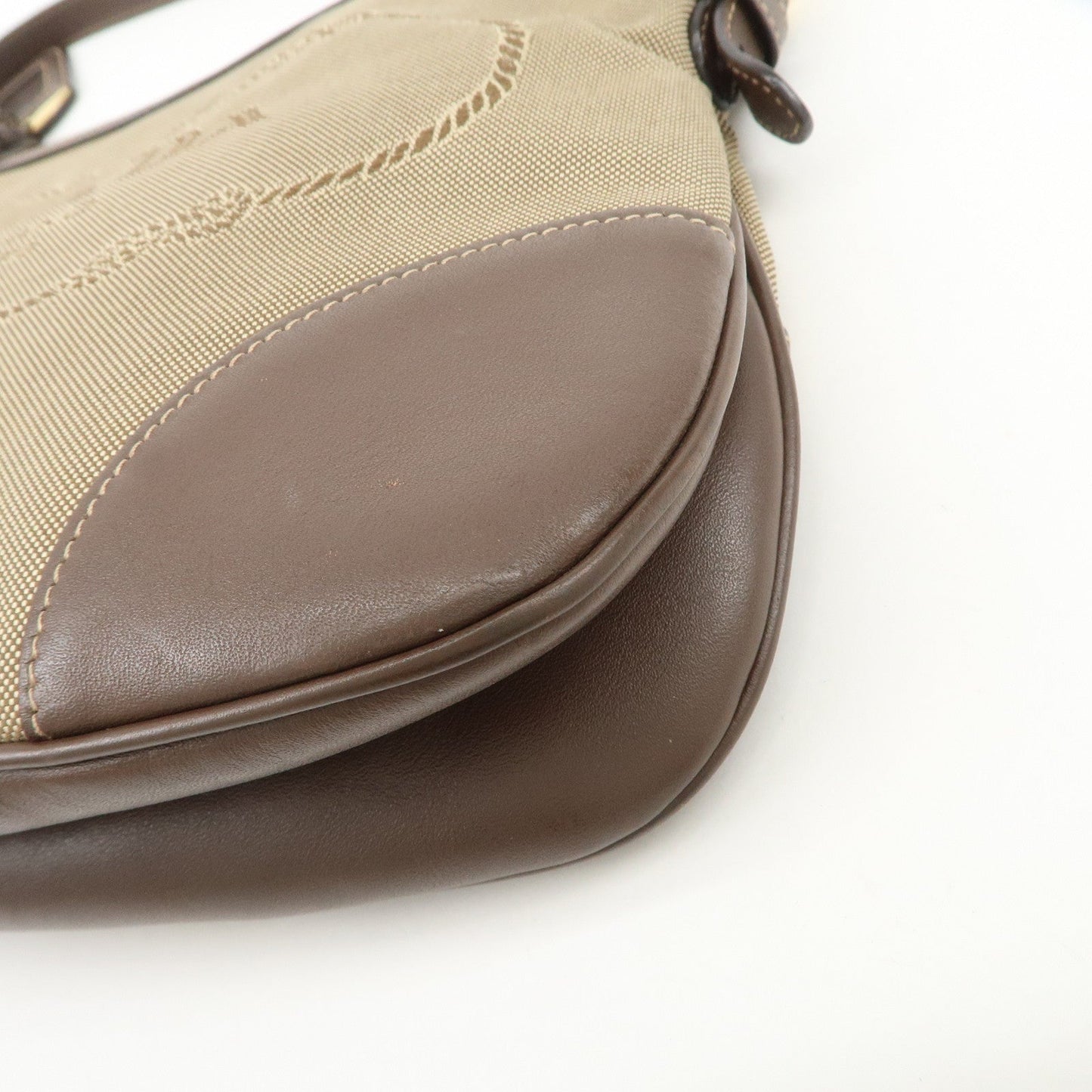 Prada Logo Jacquard Leather Shoulder Bag Beige Brown BT867A【Pre-order】