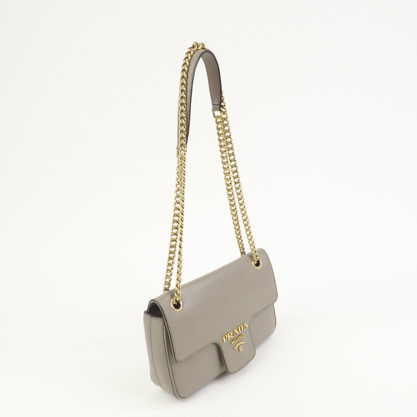 Prada Saffiano Leather Chain Shoulder Crossbody Bag Gray 1BD193【Pre-order】