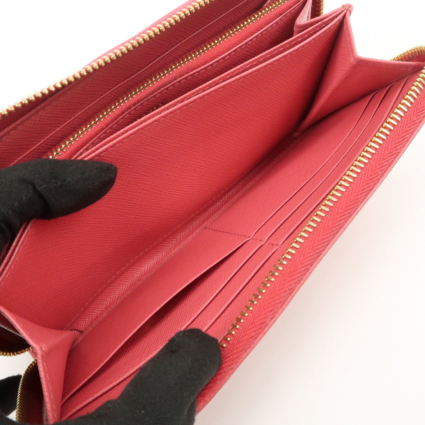 Prada Logo Saffiano Leather Round Zippy Long Wallet Pink 1M0506【Pre-order】
