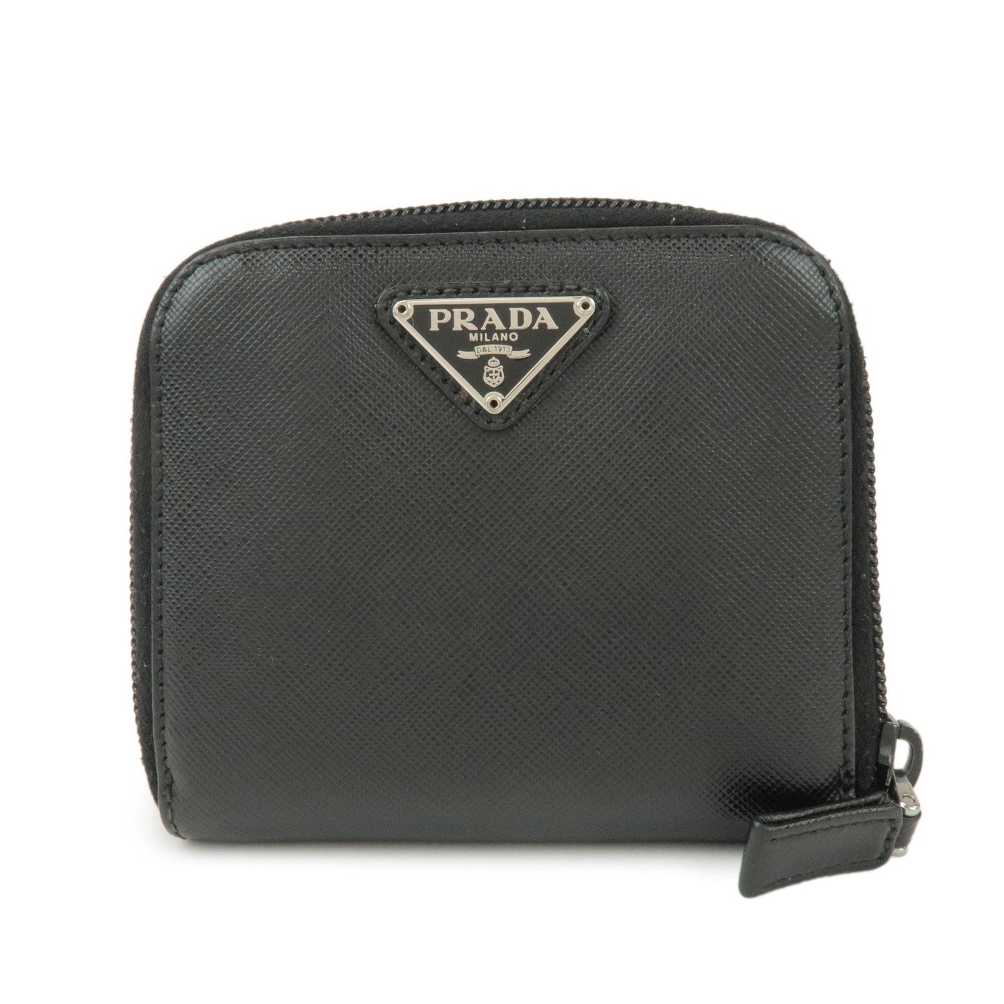 Prada Logo Leather Round Zippy Bi-fold Wallet Black 1ML522【Pre-order】