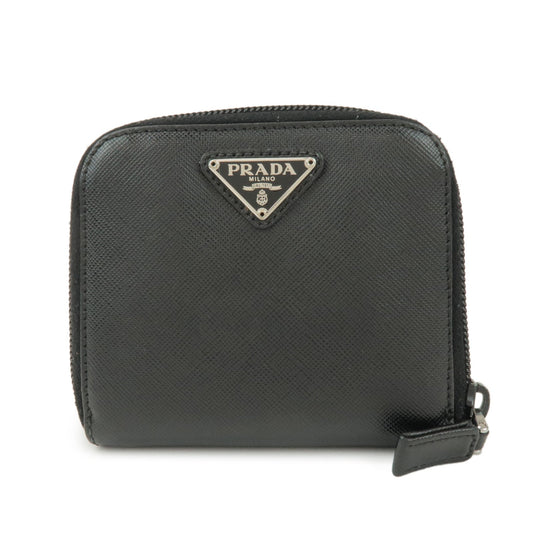 Prada Logo Leather Round Zippy Bi-fold Wallet Black 1ML522【Pre-order】