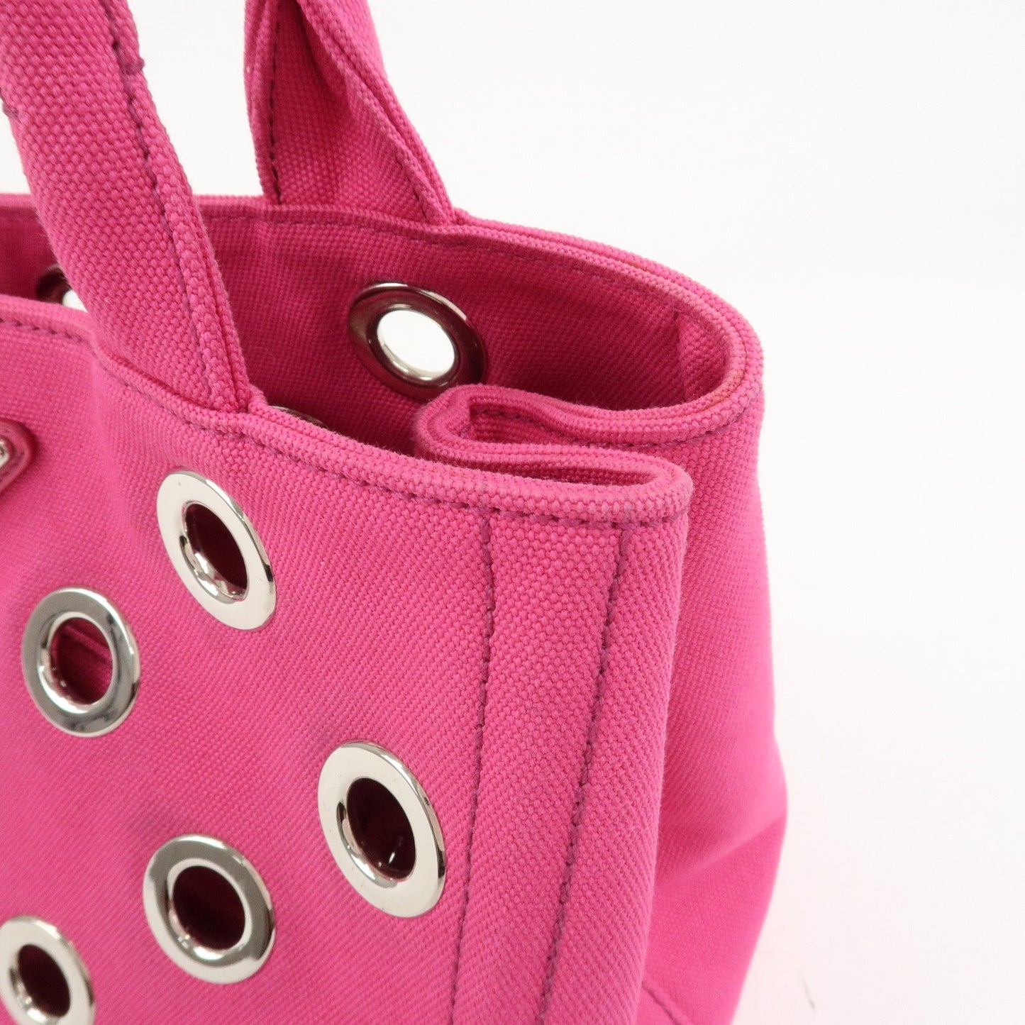 Prada Grommet Canapa Mini Canvas 2Way Bag Hand Bag Pink 1BG439【Pre-order】