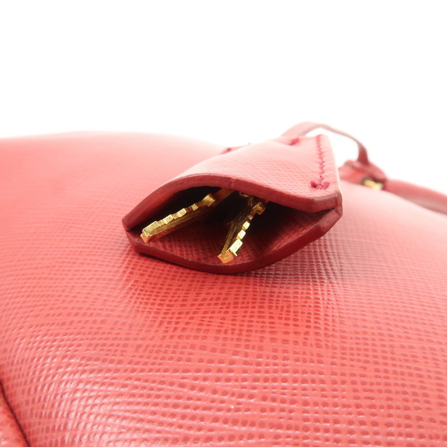 Prada Triangle Logo Saffiano Leather Boston Bag Hand Bag Red BL0095 Used【Pre-order】