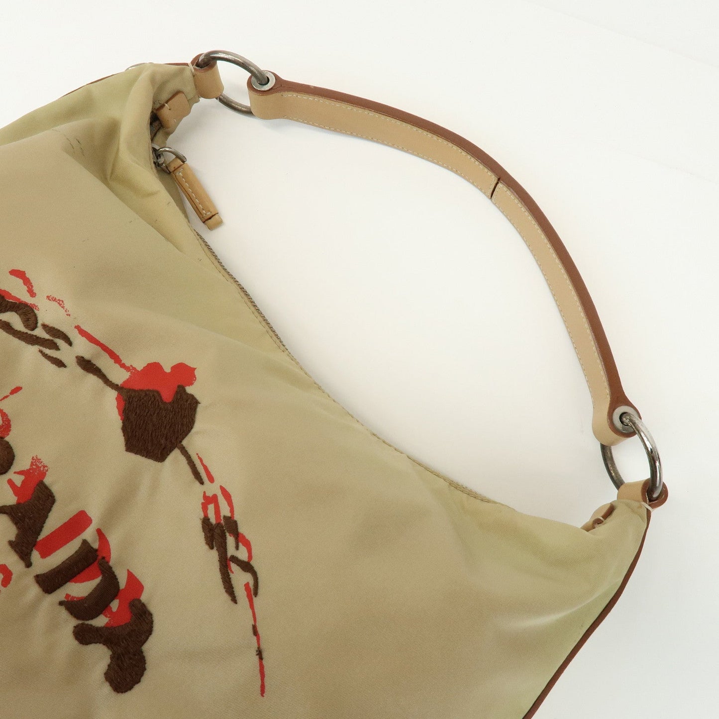 Prada Logo Nylon Leather Shoulder Bag Hand Bag Beige BR3315【Pre-order】