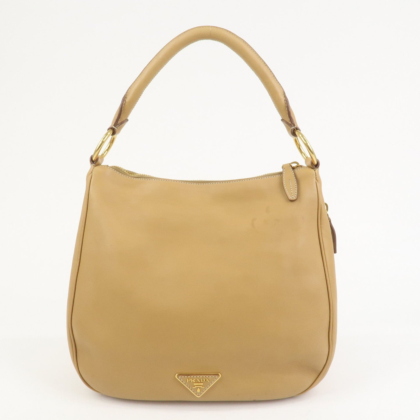 Prada Triangle Logo Leather Shoulder Bag Hand Bag Camel【Pre-order】