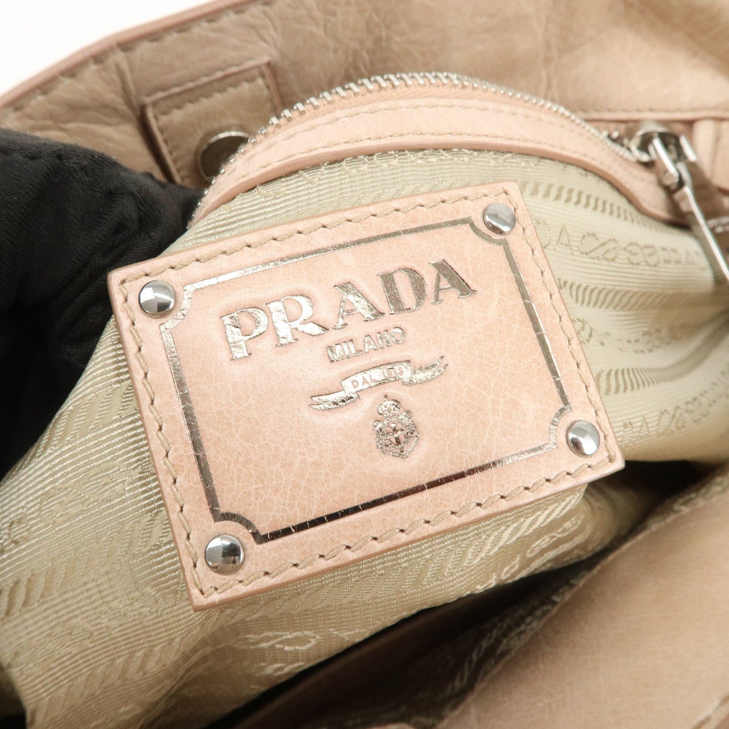 Prada Triangle Logo Leather 2Way Hand Bag Shoulder Bag Beige BR4617【Pre-order】