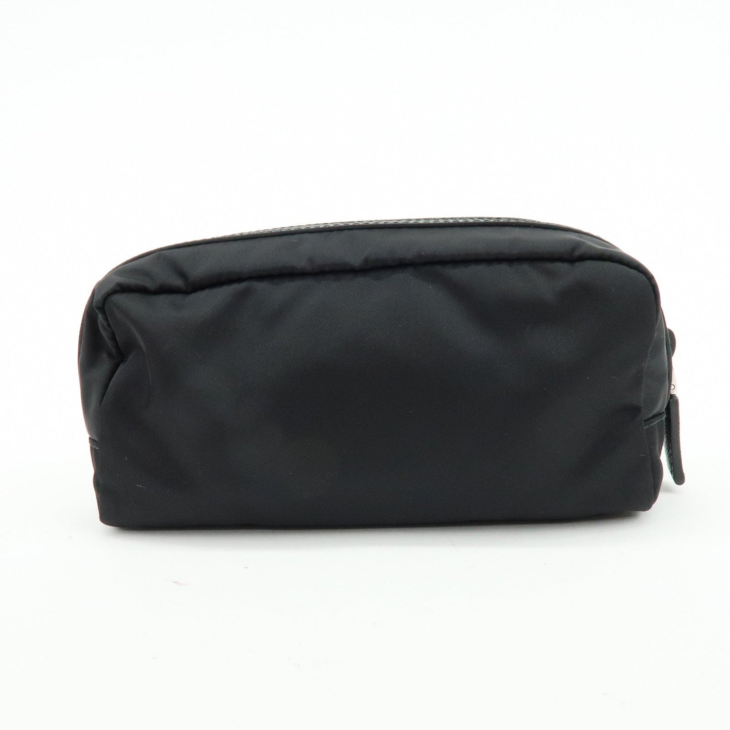 Prada Triangle Logo Nylon Saffiano Leather Pouch Black【Pre-order】