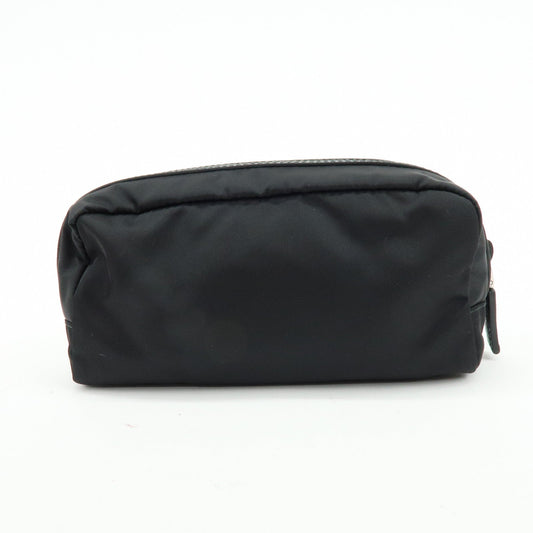 Prada Triangle Logo Nylon Saffiano Leather Pouch Black【Pre-order】