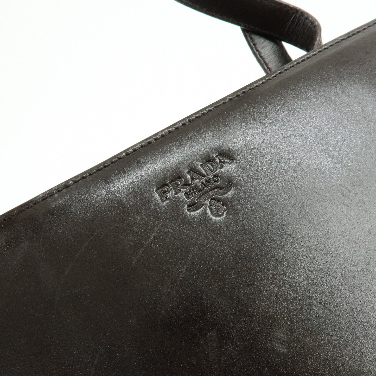 Prada Logo Leather Tote Bag Shoulder Bag Dark Brown【Pre-order】