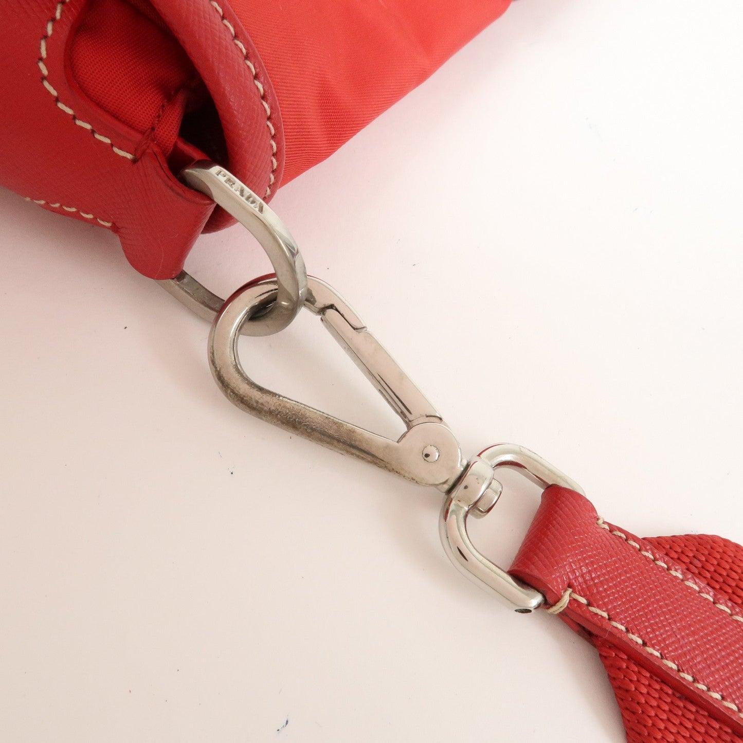 Prada Triangle Logo Nylon Saffiano Leather Shoulder Bag Red BT0436【Pre-order】