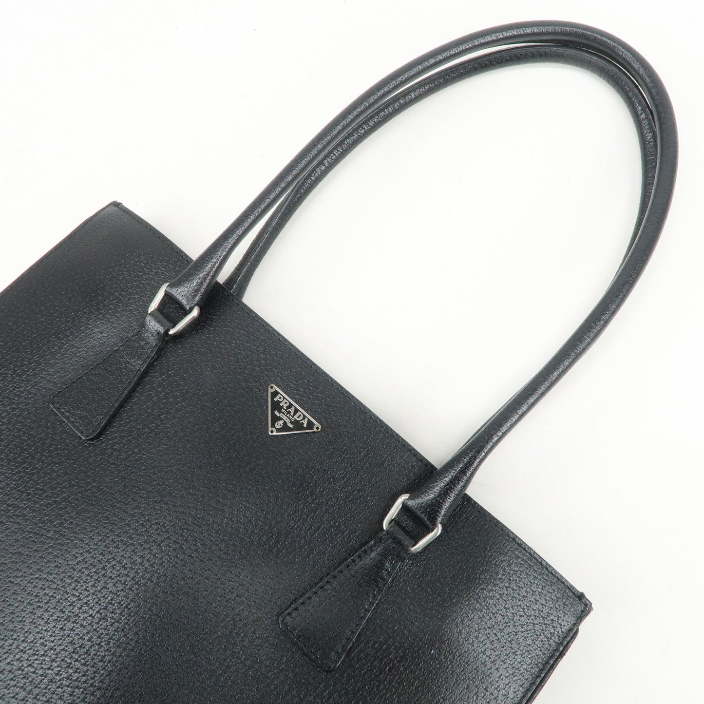 Prada Triangle Logo Leather Tote Bag Shoulder Bag Black BR0394【Pre-order】