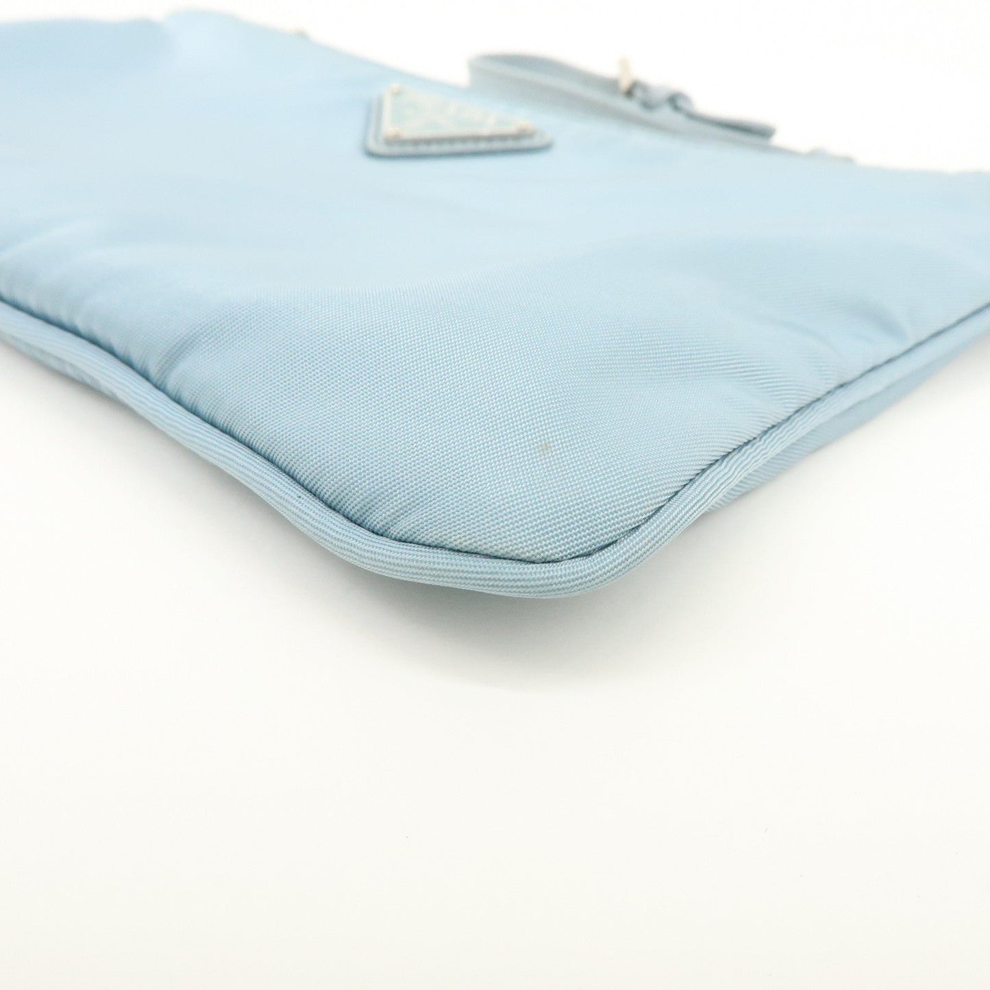 Prada Triangle Logo TESSUTO IMPUNTU Nylon Pouch Light Blue 1NH545【Pre-order】