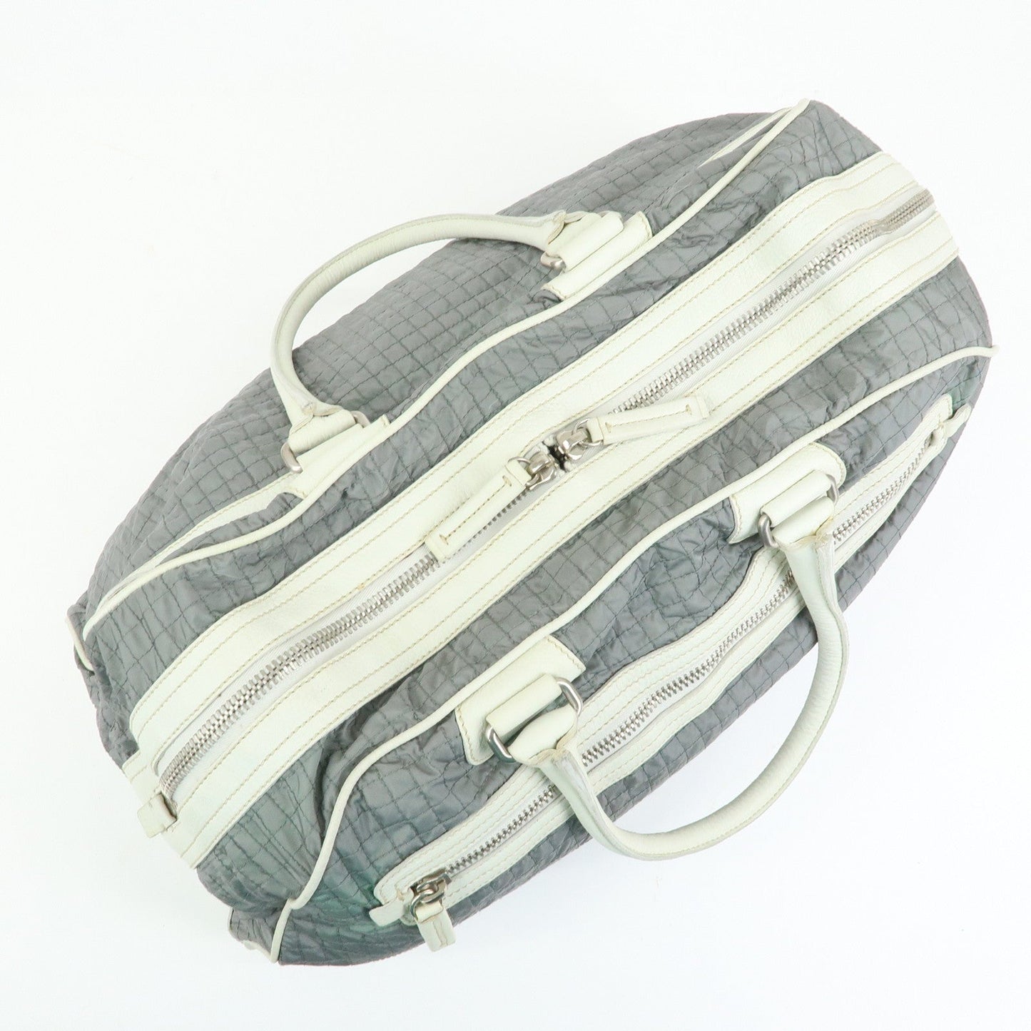 Prada Sports Nylon Leather Boston Bag Hand Bag Gray Irvory【Pre-order】