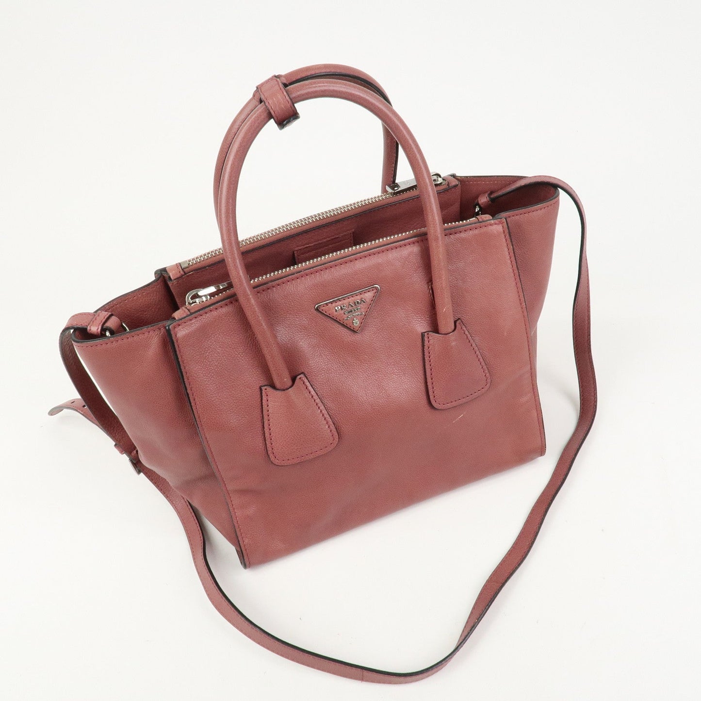 Prada Triangle Logo Leather 2Way Bag Tote Bag Hand Bag Pink B2625M【Pre-order】