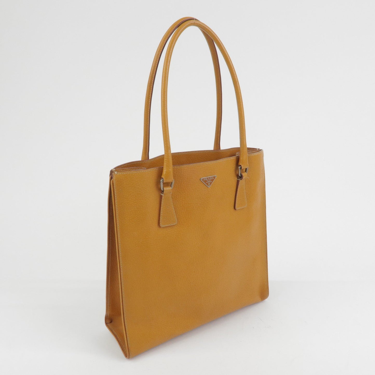 Prada Triangle Logo Leather Tote Bag Shoulder Bag Light Brown【Pre-order】