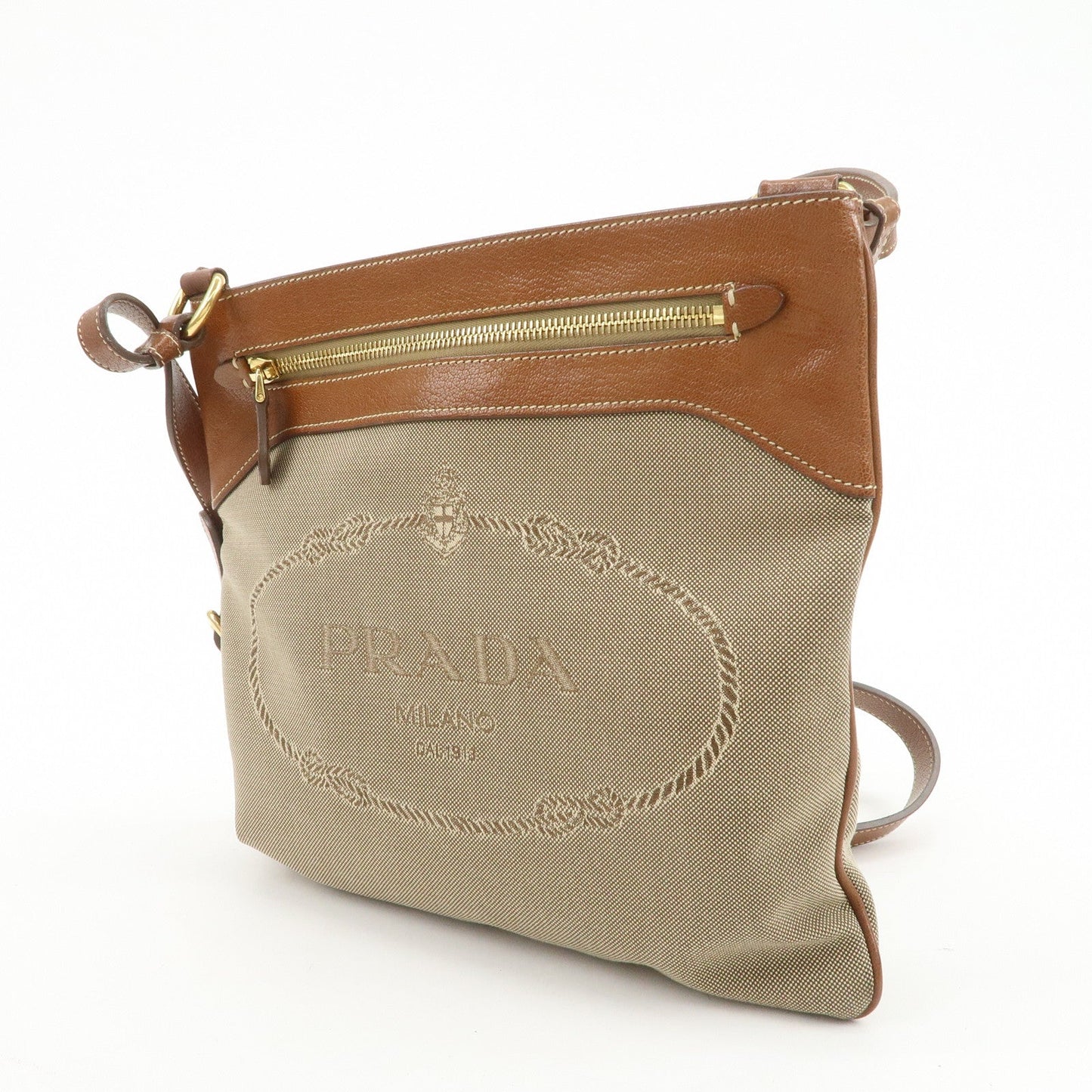 Prada Logo Jacquard Leather Shoulder Bag Crossbody Bag Beige Brown【Pre-order】
