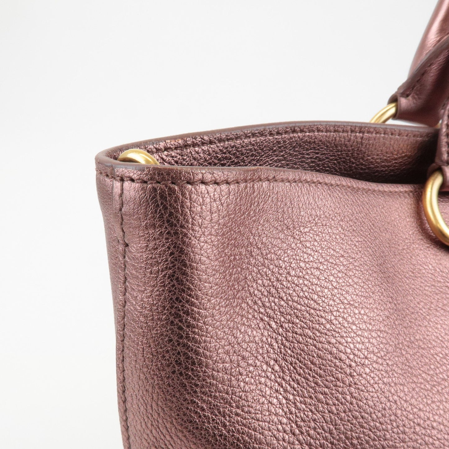 Prada Leather 2Way Tote Bag Shoulder Bag Metallic Pink BN1713 Used【Pre-order】