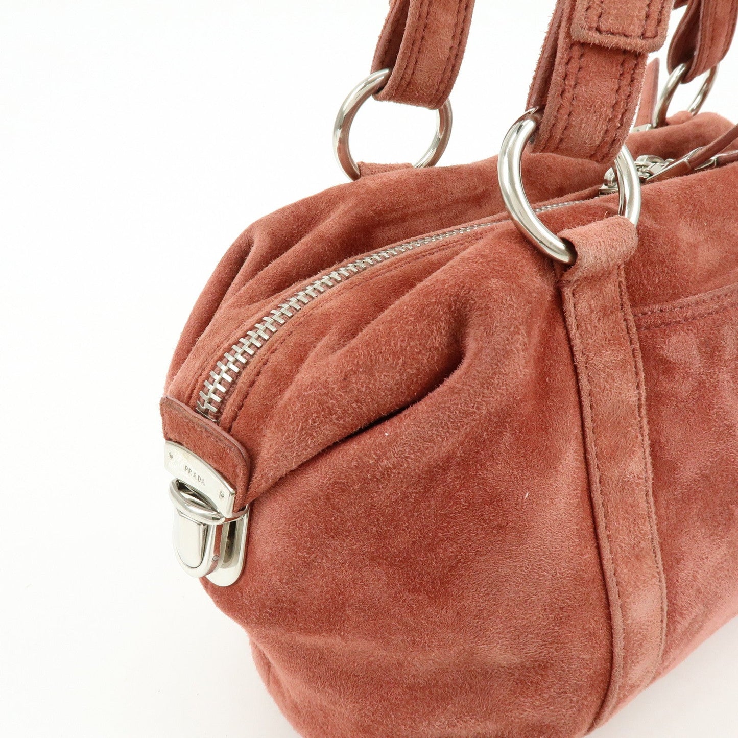 Prada Suede Boston Bag Hand Bag Pink BR2630【Pre-order】