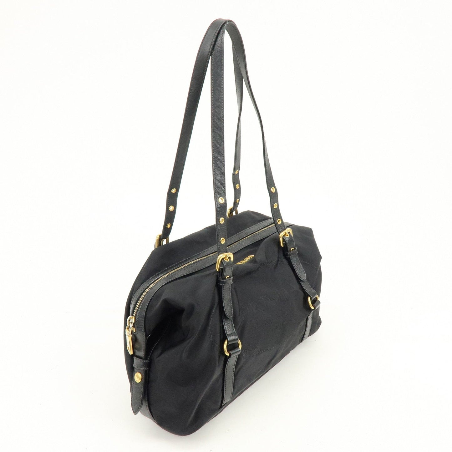 Prada Logo Nylon Leather Boston Bag Shoulder Bag Black BL0600【Pre-order】