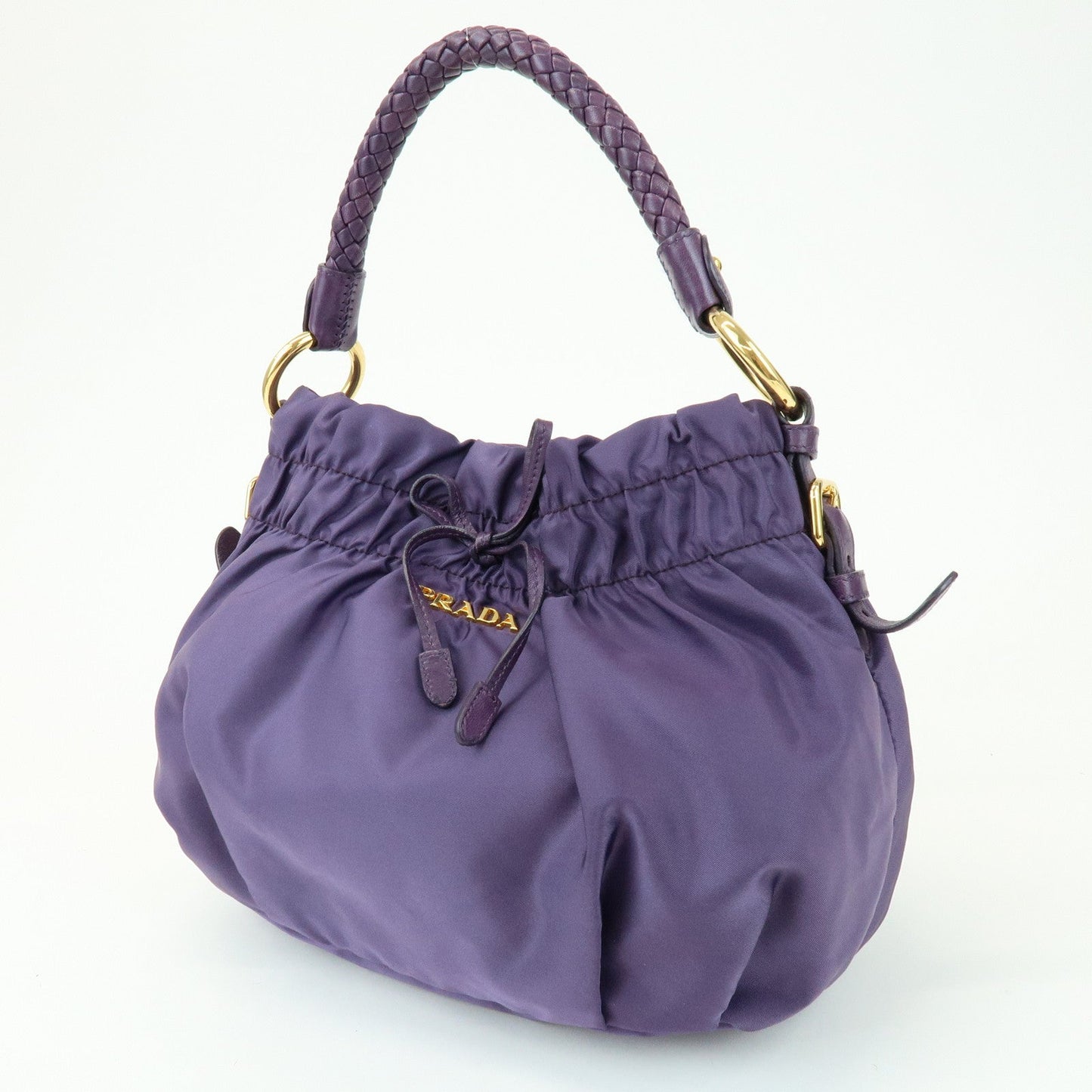 Prada Ribbon Nylon Leather Shoulder Bag Hand Bag Purple BR4237【Pre-order】