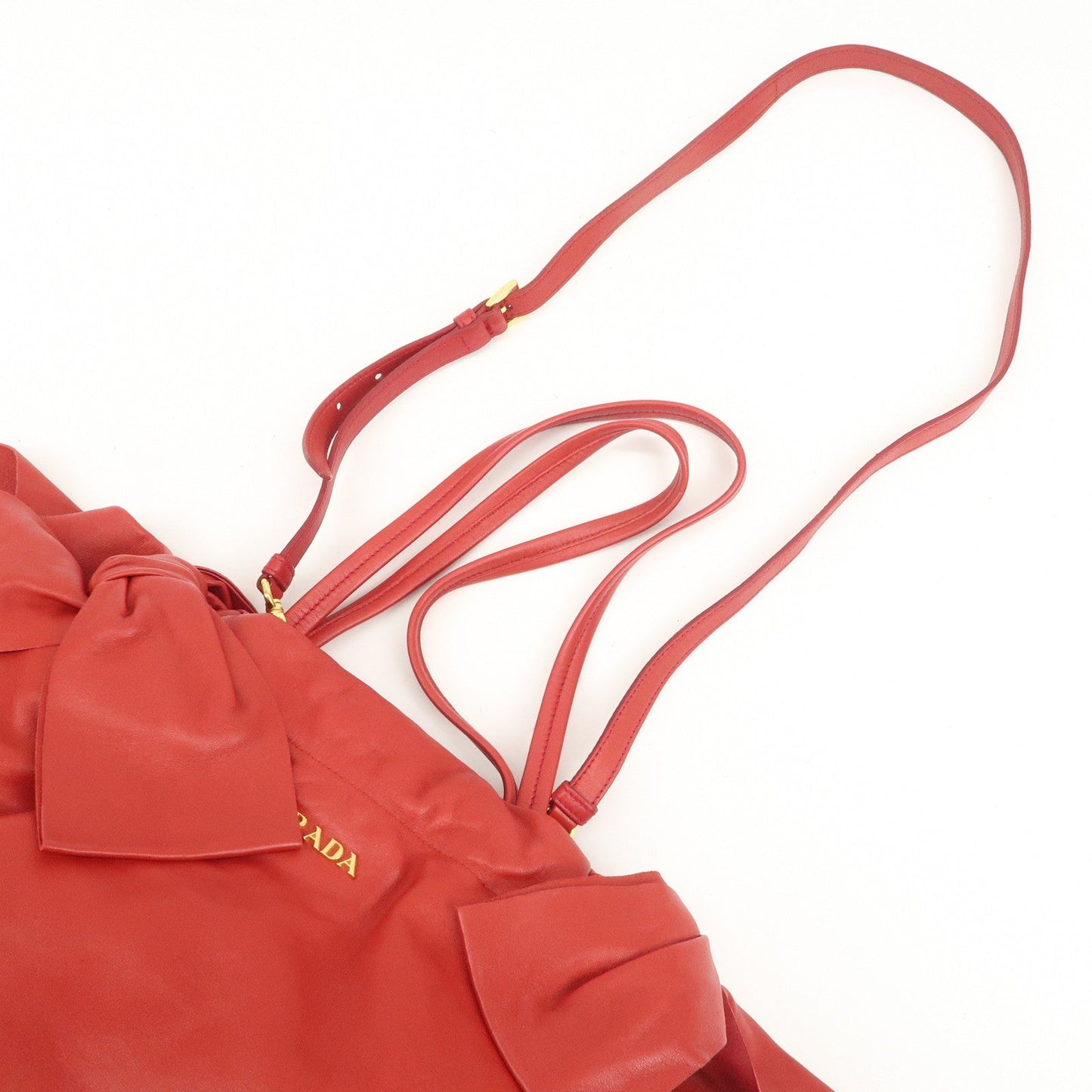Prada Logo Leather 2Way Bag Hand Bag Shoulder Bag Red BR4205【Pre-order】