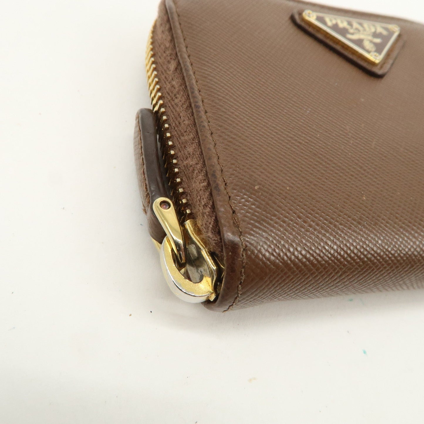 Prada Triangle Logo Saffiano Leather Coin Case Coin Purse Brown【Pre-order】