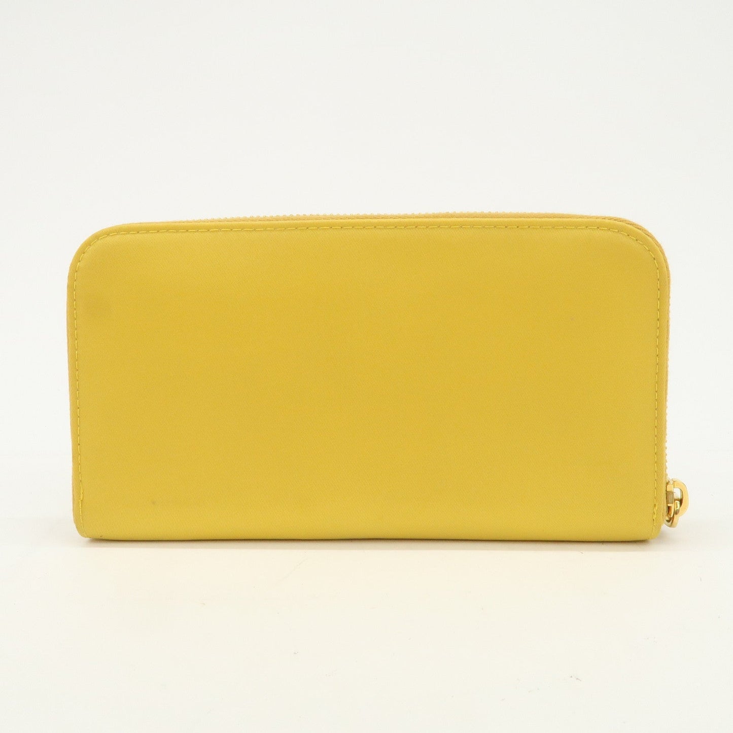 Prada Triangle Logo Nylon Leather Round Zippy Long Wallet Yellow【Pre-order】
