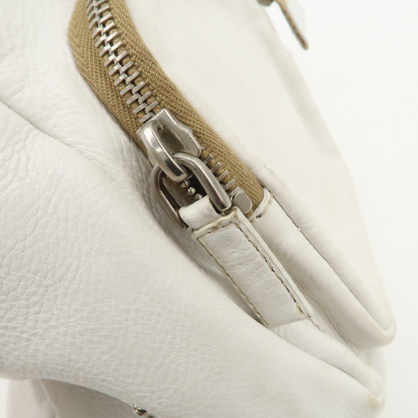 Prada Triangle Logo Leather Nylon Shoulder Bag White Beige【Pre-order】