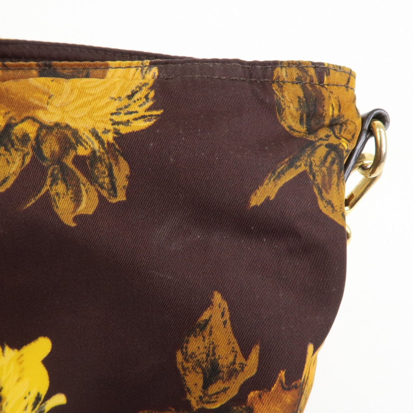 Prada Triangle Logo Nylon Leather 2Way Shoulder Bag Flower Print【Pre-order】