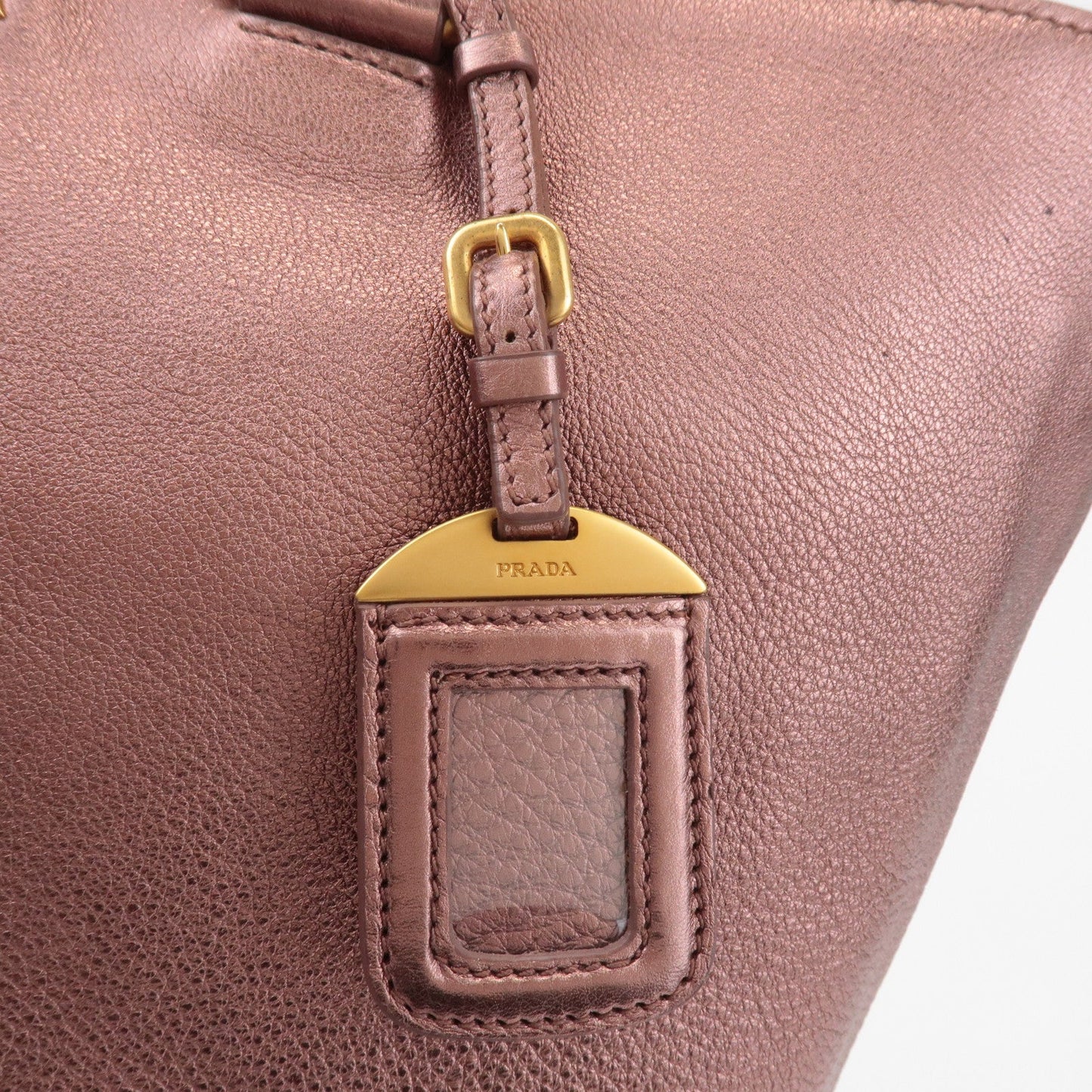 Prada Leather 2Way Tote Bag Shoulder Bag Metallic Pink BN1713 Used【Pre-order】