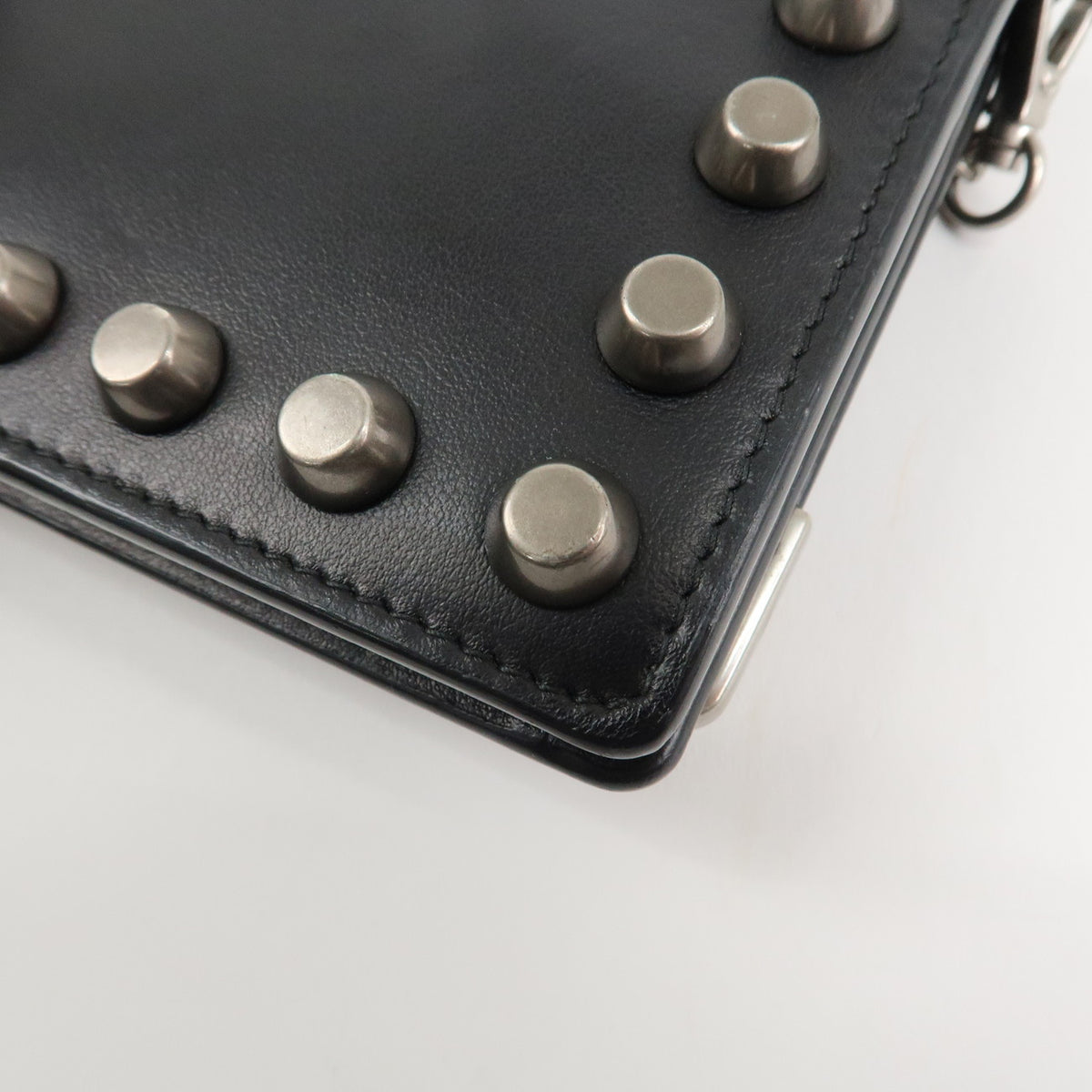 Prada Leather Studs Chain Wallet Chain Bag Black Used【Pre-order】