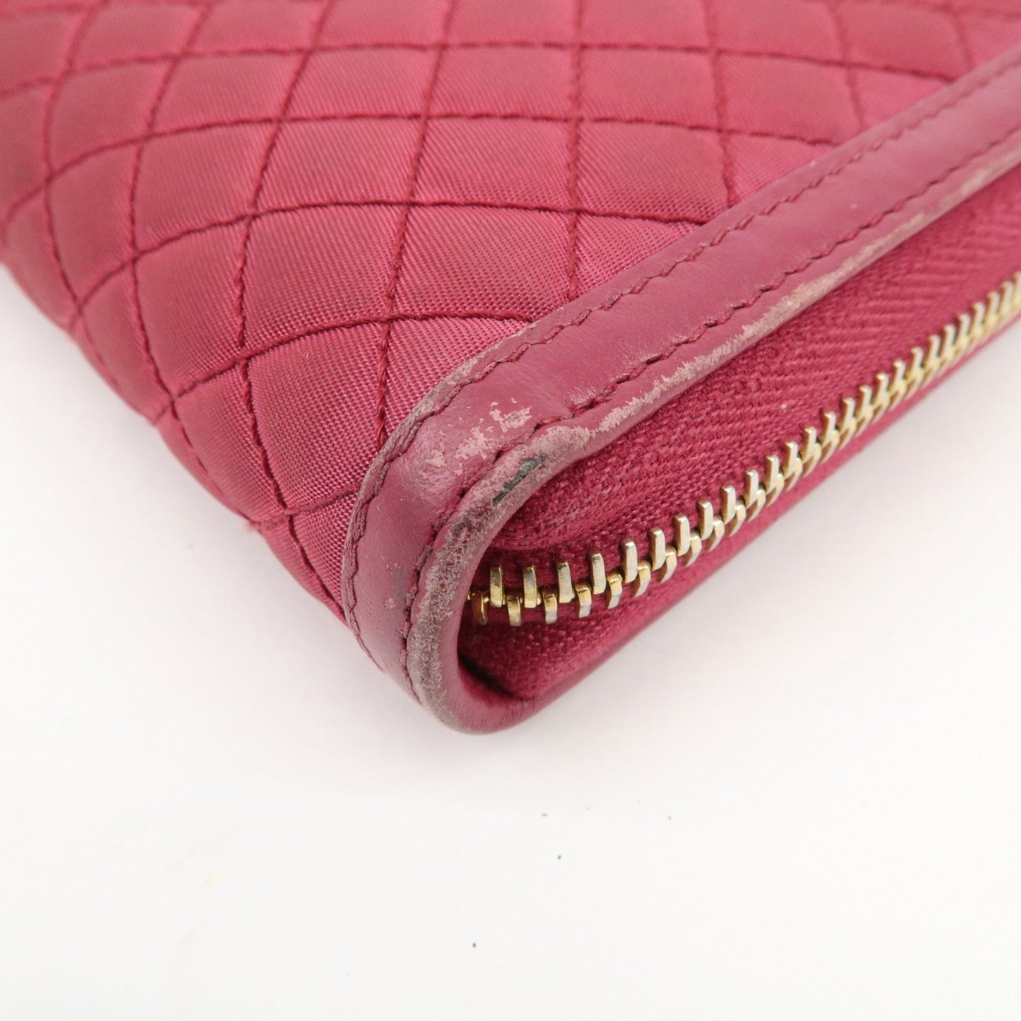 Prada Nylon Leather Round Zippy Wallet Long Wallet Pink【Pre-order】