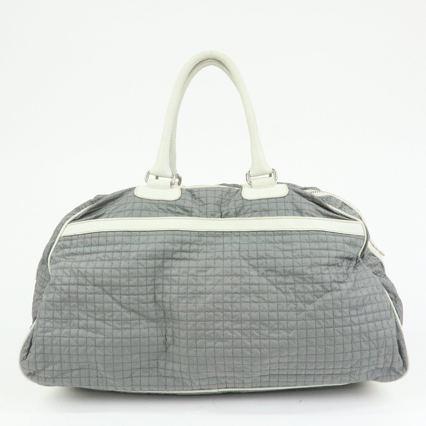 Prada Sports Nylon Leather Boston Bag Hand Bag Gray Irvory【Pre-order】